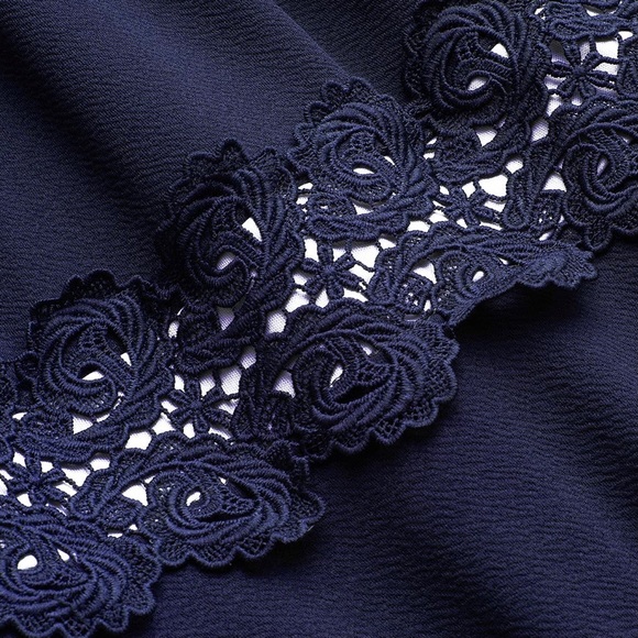 Homeyee Elegant Cocktail Dress with Lace Trim - Picture 10 of 16